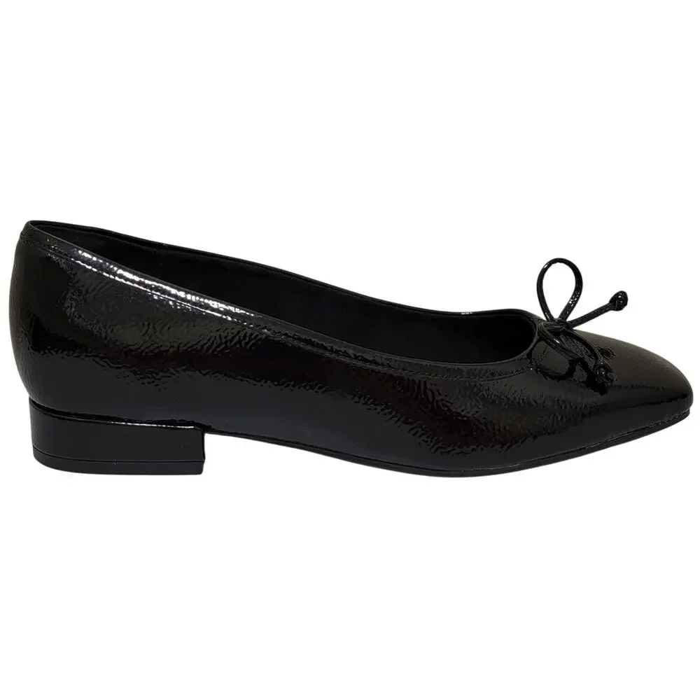 Rockport Women Sadie 2 Low Heel Ballet Flats Size US 8.5W Black Crinkle Patent